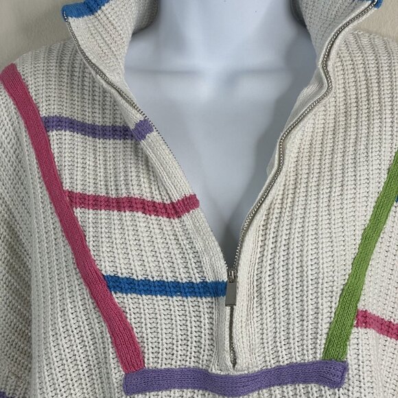 Vintage Womens Chunky Apres Ski Quarter Zip Crop Sweater Small Hipster Snowboard - Picture 5 of 11